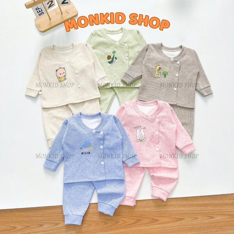 [Len SS] Combo 3/5 Bộ quần áo dài tay thu đông, chất len lông thỏ mềm mại, ấm áp cho bé size 3-9kg