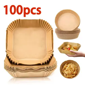 100pcs Persegi/Bulat Kertas Alas Air Fryer / Air Fryer Parchment Paper