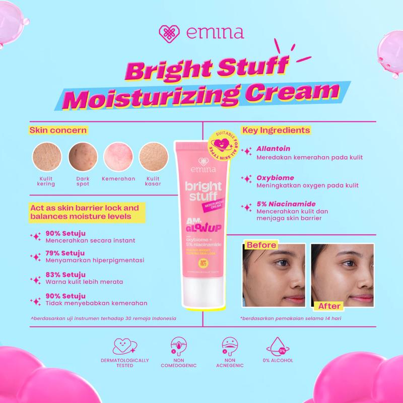 NEW! Emina Bright Stuff Moisturizing Cream 20 ml - Pelembab Wajah Mencerahkan 2