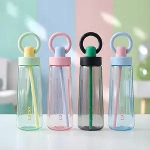 FLASH SALE-Tumbler Sedotan Circle Plastik Bening PP BPA Free 800 ML Botol Dewasa Anak Anak Lucu Cute Pop Up Straw WL-328