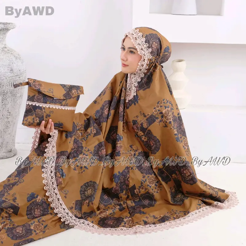 mukena dewasa 2in1 azhara printing _ viral _ mewah _printing _ kekinian _ mukena hantaran _ mukena lembut mukenamurah cantik daily ziper hitam Atasan Bawahan Motif Renda Muslim 5