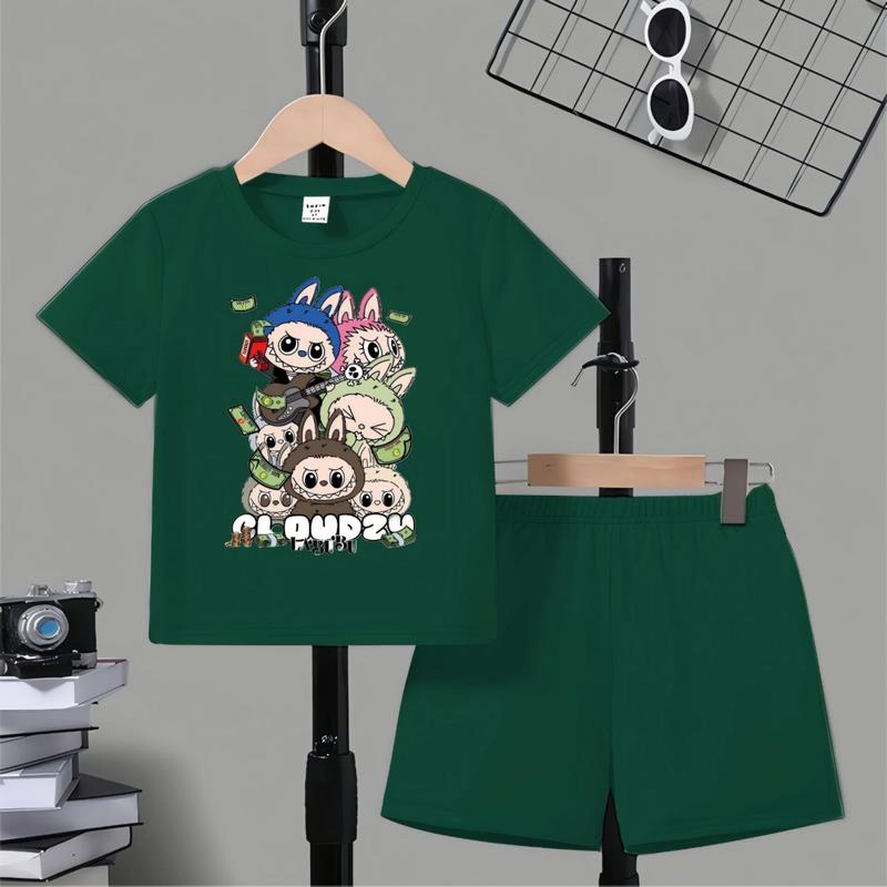 Bestwear.id - Setelan anak laki-laki dan perempuan celana pendek sablon digital LABUBU CLOUDZY bahan cotton combed / Pakaian anak unisex celana pendek sablon digital 1-10 tahun 6