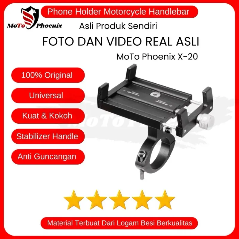 MoTo Phoenix Holder Stang Motor X-20 Universal Material Full Logam Besi
