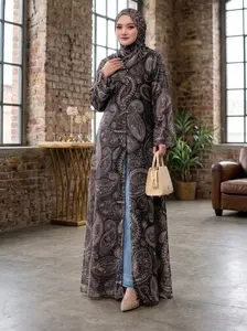 Blash Spesial Abaya Outer Khasmire dan Hijab Pasmina Ukuran LD 115 Panjang 140 cm untuk Tampilan Elegan dan Modis