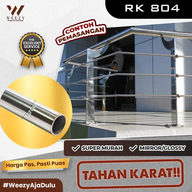 RK 804 Weezy Pipa Pagar Stainless Steel Super Kilap Full Stainless 1