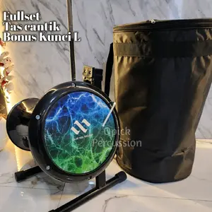 Darbuka warna hitam glowsi pakai mika GMP  NF, Blue Fire, dan mika yellow fire, sudah fullset  dengan TAS dan kunci L.
