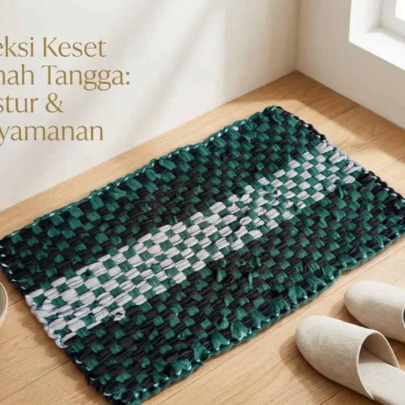 Promo 3Pcs dan 5Pcs Keset Lantai Anyam PR 35x55cm Jahitan Rapi Bahan Kain Berkualitas Mudah Dicuci Tangan Anti Slip Nyaman di Kaki