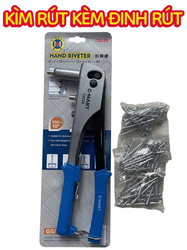 {Tặng Kèm Đinh Rút} Kìm Rút Đinh Tán Cmart C0028 Kìm Rút Rive 250mm Đầu Rút Dài 