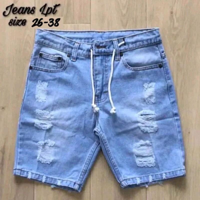 Celana Jeans Pendek Sobek Pria Wisker Jeans Pendek Ripped Robek Pria Premium Distro NEW 1