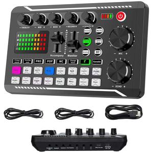 ワイヤレスBT DJ機器、RGBカラーボタンライブサウンドカード、BM-800マイクセット、PC、コンピュータ、携帯電話、カラオケ歌唱パーティー用のライブストリーミング機器