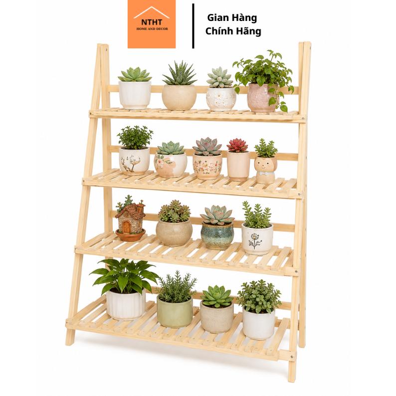 Giá,kệ để chậu hoa cây cảnh,đồ trang trí gỗ thông không mối mọt KT D90 x C120 x…