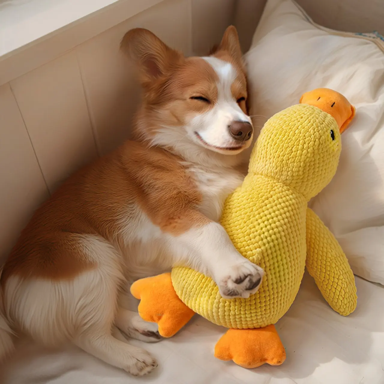 Bite-resistant, Sounding Dog Toy Plush Little Yellow Duck To Molars, Sounds To Relieve Boredom, Sleep Companion, Soothe Small and Medium-sized Dog Pet Supplies
