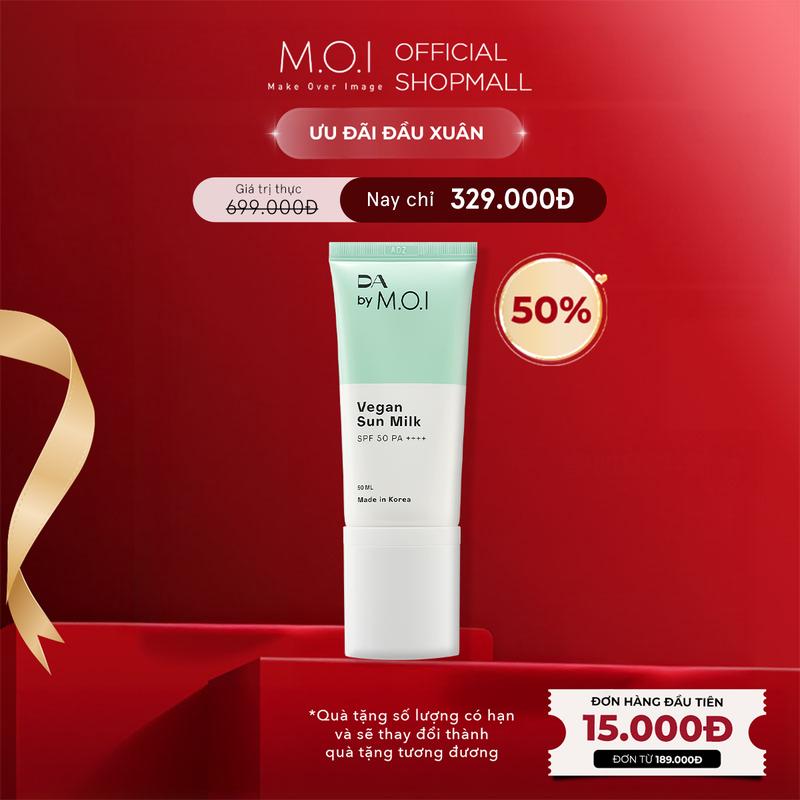   ƯU ĐÃI 329K  Kem chống nắng thuần chay Skincare DA by MOI Vegan Sun Milk 50ml 