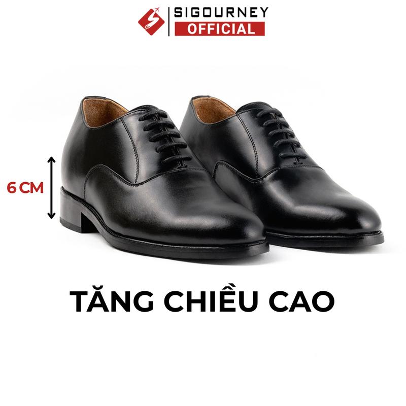   Đế Gỗ - Tăng Chiều Cao  Giày Độn 6cm Đế Phíp Gỗ Cao Cấp SIGOURNEY SCC-08 Nam Đế Bằng 