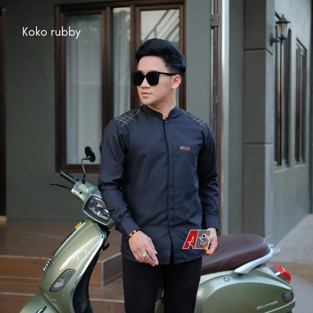 Baju Koko Pria Dewasa Motih Koko Rubby|Baju koko Lengan Panjang Terbaru Original Alqorni