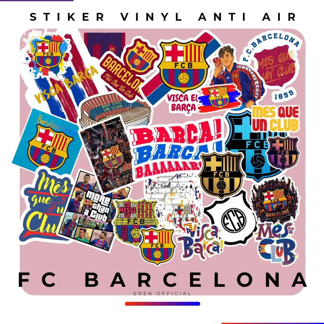 stiker vinyl anti air edisi football karakter Barcelona barca, stiker helm stiker tumblr stiker hp