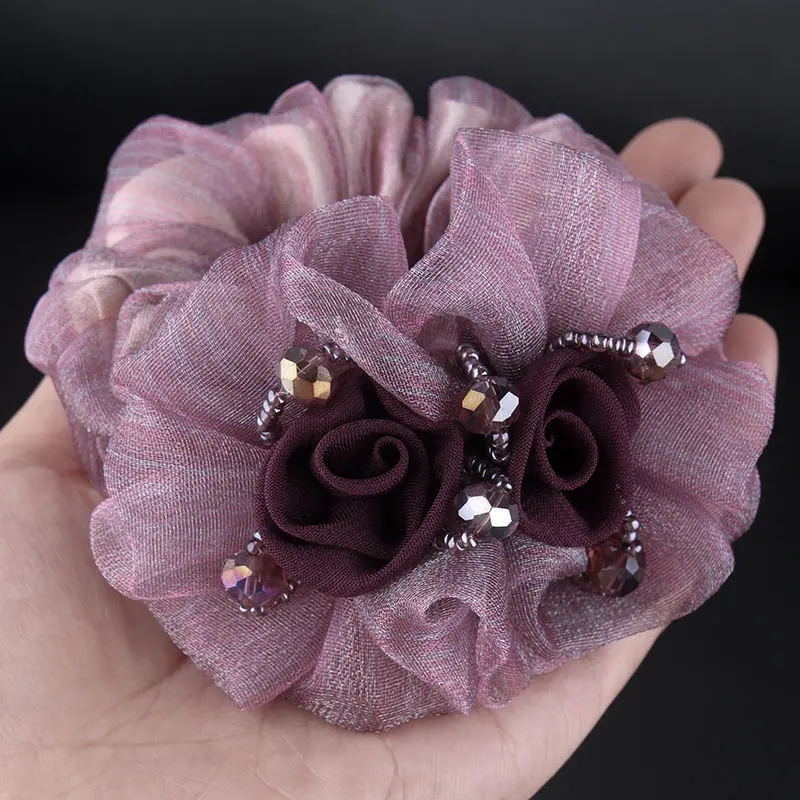 Băng Đô Hoa, Phong Cách Hàn Quốc, Thanh Lịch, Dây Buộc Tóc Scrunchie Lưới, Đầu Sợi, Buộc Tóc Hoa, Băng Đô Dây Cao Su, Dành Cho Nữ 7