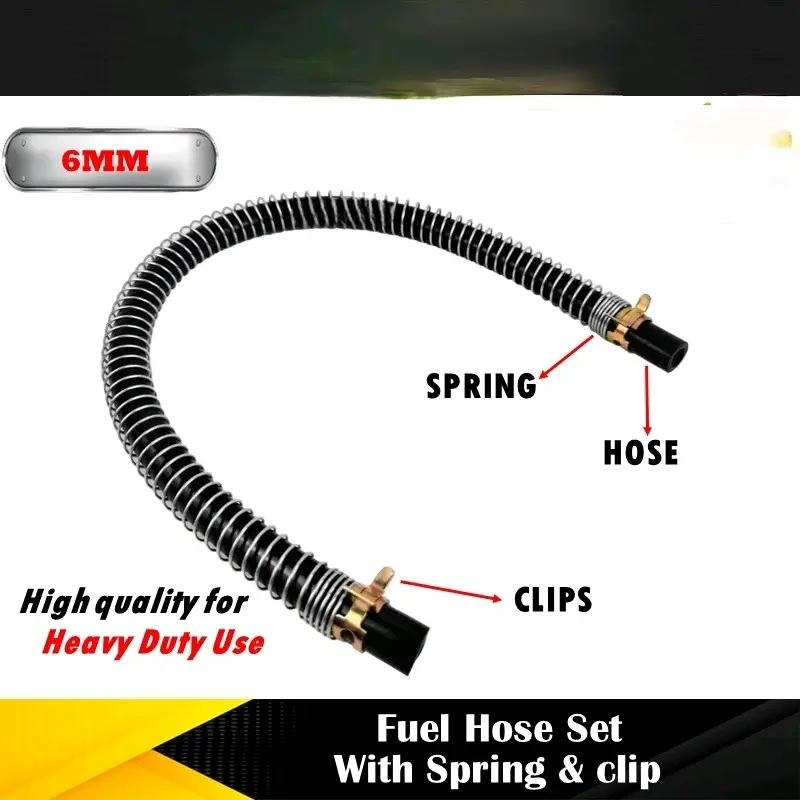 (Ready Stock) 100% Heavy Duty Fuel Hose Brush Cutter / Pipe Minyak Mesin Rumput (TEBAL Dan TAHAN PANAS) with Spring + Clips