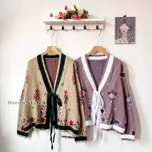 Aqilla Outer Cardigan Rajut Tali Pita Motif Bunga from Harira Style