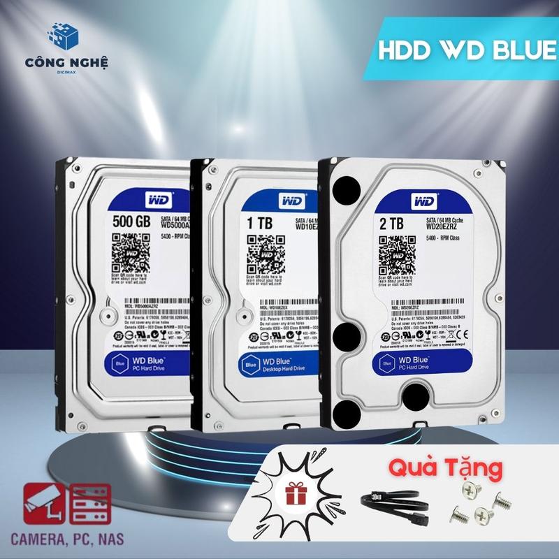 Ổ Cứng HDD WD Blue Zin Hàn Nhật 500GB-8TB | Dùng Cho Camera, PC, NAS, Lưu Trữ | Tặng Cáp Sata & Ốc