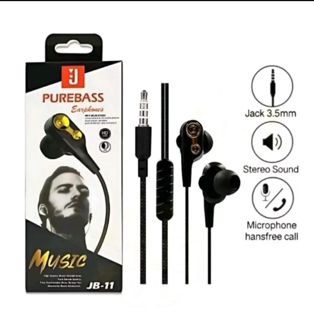 Handsfree Headset JB 11 Stereo PureBass earphone Extra Bass Battery
