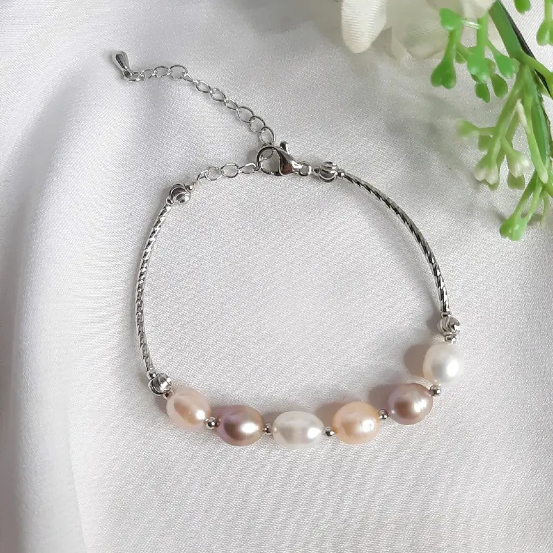 gelang cantik mutiara oval air tawar asli 1