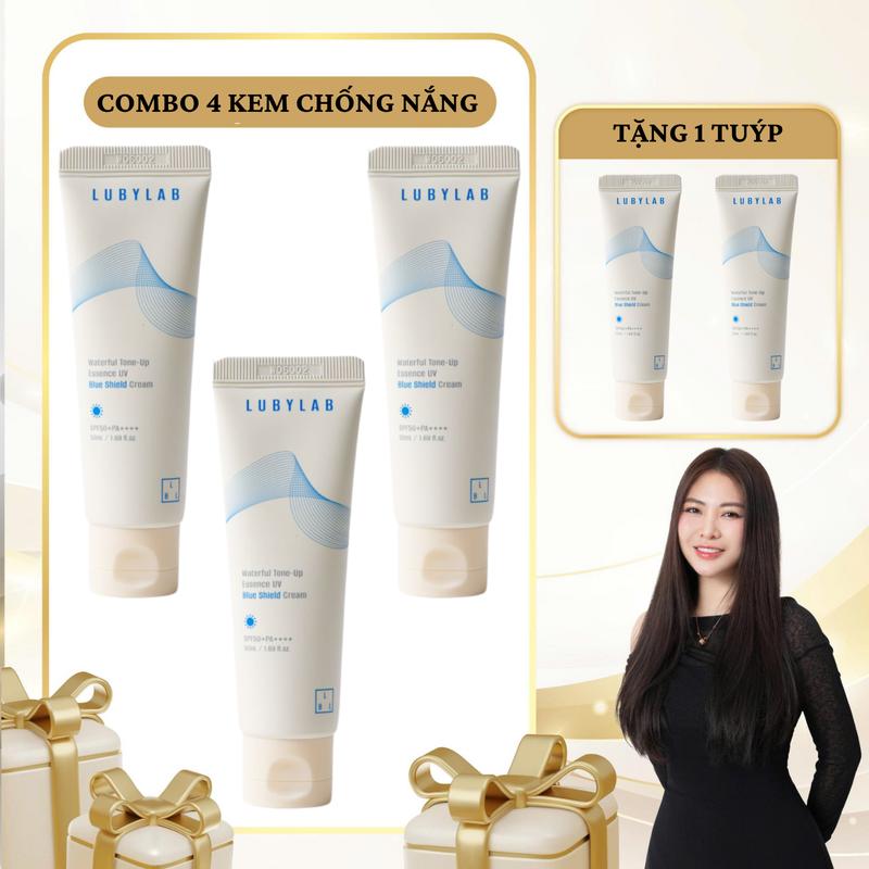 SN1670 - Combo 5 Tuýp Kem chống nắng Lubylab Waterfull Tone-up Essence UV Blue Shield SPF50+ PA++++ 50ml