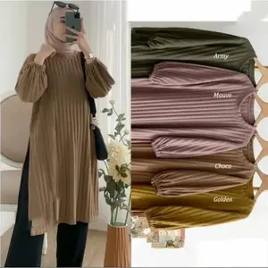 PAKET HEMAT 3 PCS MIDI DRESS TUNIK KNIT HORNET POLOS LD 120 LENGAN KARET ATASAN WANITA BISA COD