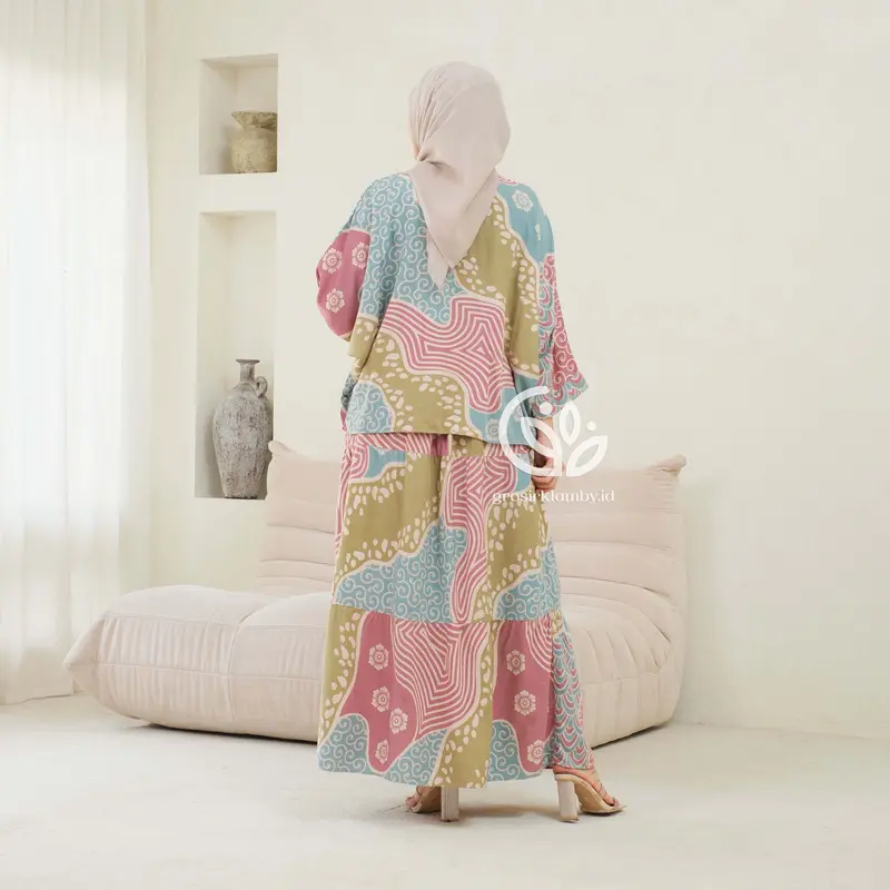 One Set Rok Marina Rayon Batik Premium Jumbo Busui Atasan Bawahan Wanita Rok Adem Tebal Nyaman 8
