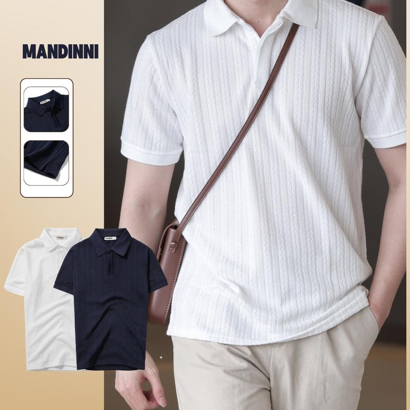 Áo thun polo nam KATIS MANDINNI vải cotton dệt len cao cấp, chuẩn form, thanh lịch - Ngắn Tay - Shirt
