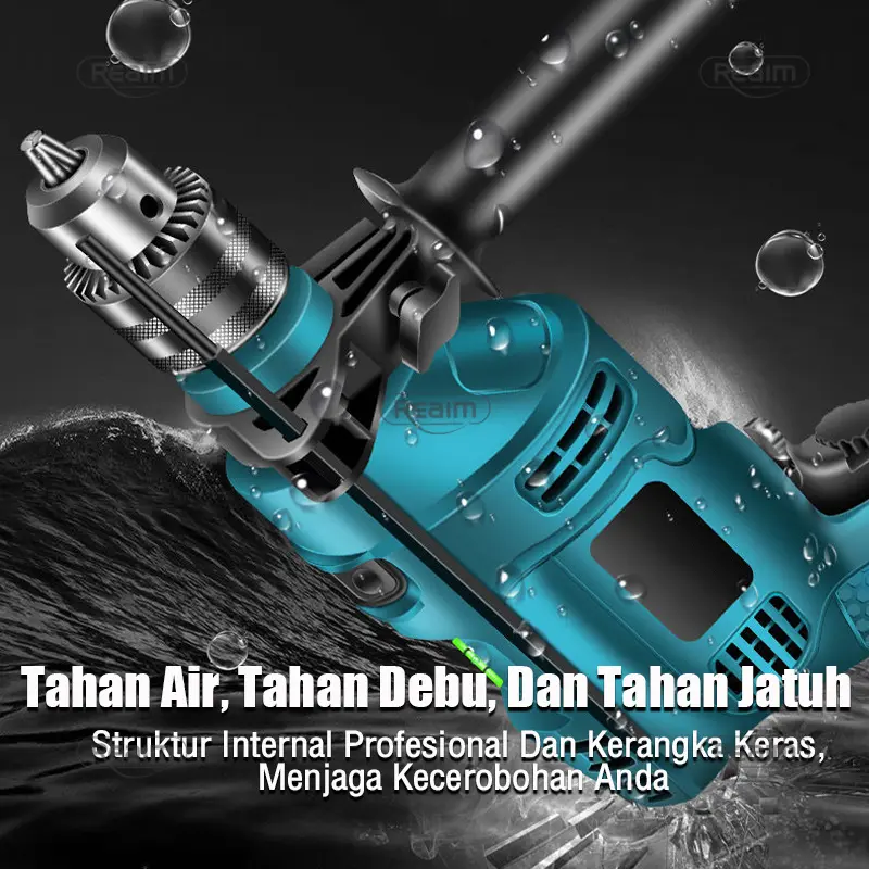 Reaim Mesin Bor Listrik 13mm Bolak Balik Electric Drill Bor Beton Kayu Besi Tembok Bor Listrik  Impact Drill Listrik impact bisa 3500rpm tembok beton bolak variable speed Impact drill Supplier Warranty Tanpa Garansi keramik 3 tahun bor listrik full set 6