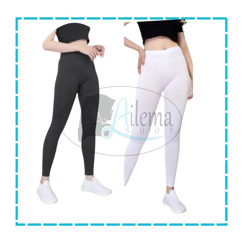 Paket Hemat 2 Pcs Legging Panjang Wanita / Legging Spandek Polos Hitam Tebal Celana Dalaman Nyaman Standar Melar Dewasa 6