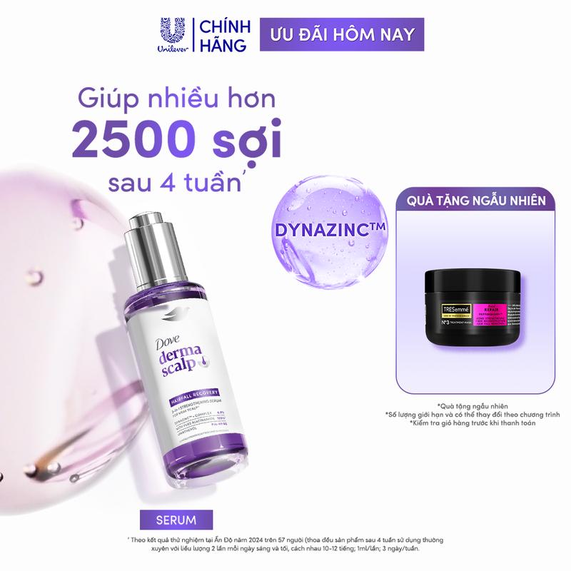[1] Serum Giảm rụng & Giúp tóc Phồng Dày Dove Derma Hairfall Recovery 3-in-1 Strengthening Mới 45ML*