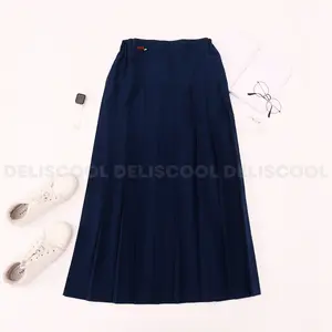 Deliscool Rok Rempel Bawah Pinggang Blue Black SMP Seragam Sekolah