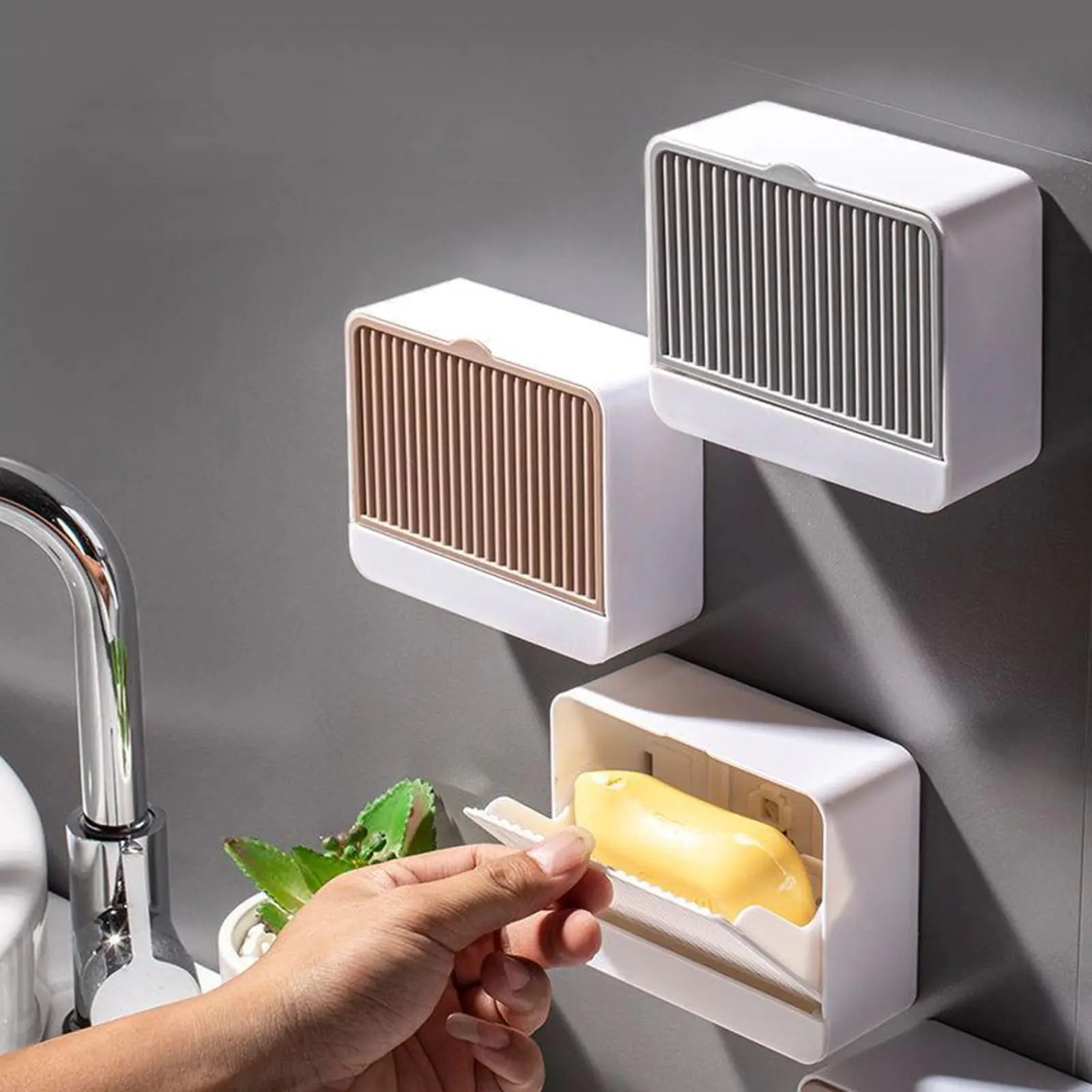 TaffHOME Tempat Sabun Batang Kamar Mandi Dinding Tempel Drain Box Soap