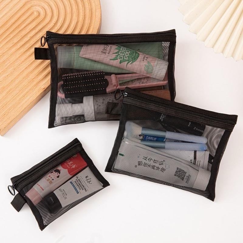 Túi đựng mỹ phẩm/đồ vệ sinh cá nhân bằng lưới trong suốt nhỏ gọn tiện dụng mang…