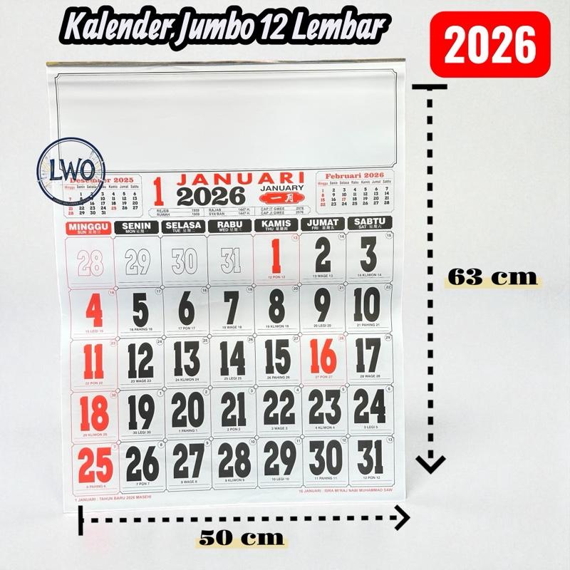 KALENDER JUMBO BI TAHUN 2026 KALENDER DINDING ANGKA JUMBO