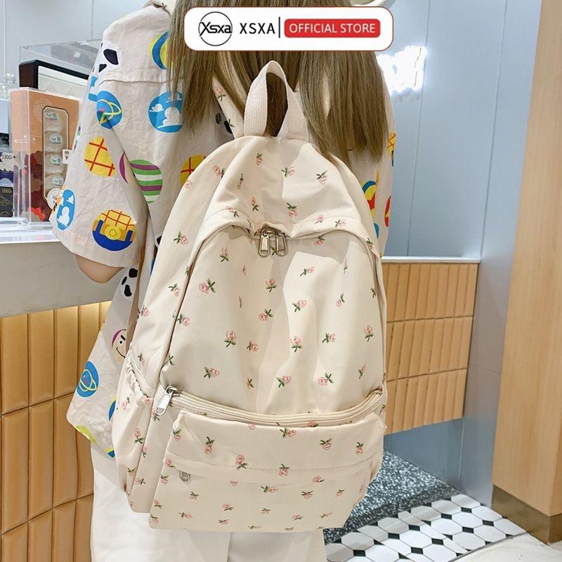 Balo Xsxa Balo nữ, túi đeo vai, thiết kế hoa nghệ thuật tươi mới, phong cách rừng, phong cách Hàn Quốc, phù hợp cho học sinh trung học cơ sở, học sinh trung học phổ thông, sinh viên đại học, ba lô học sinh, ba lô du lịch