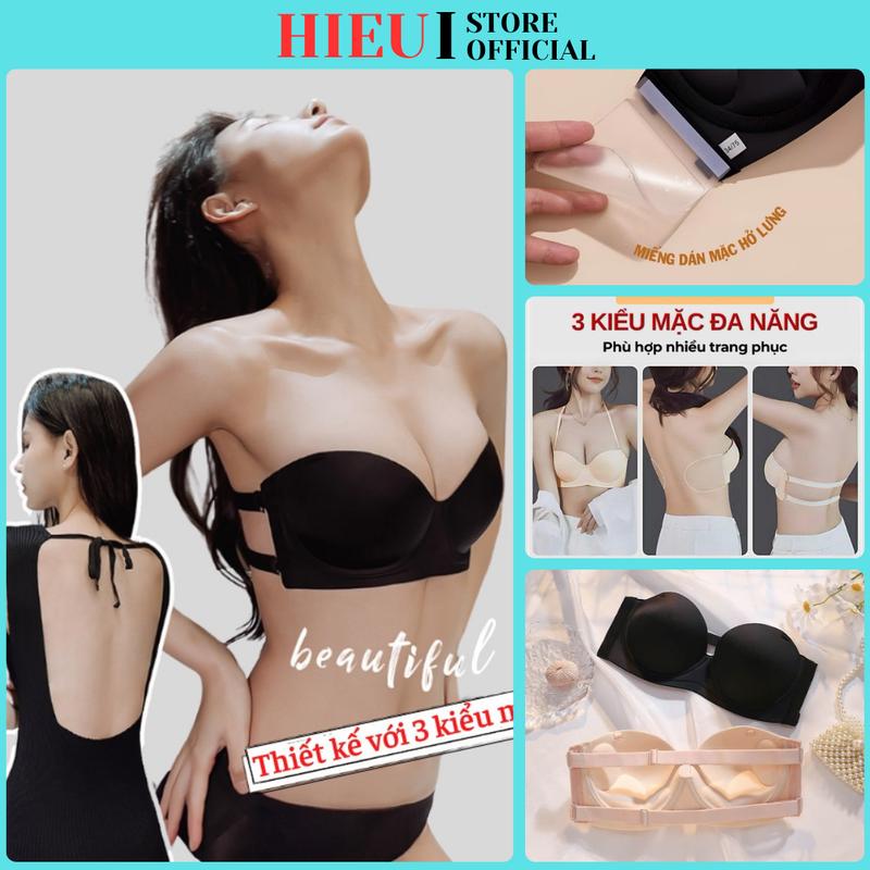 Áo Ngực Cúp Không Dây Chống Tụt Chất Su Kèm Phụ Kiện Mặc Nhiều Kiểu - H018