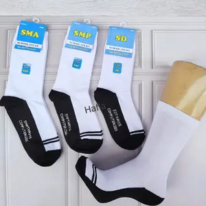 Paket 12 Pasang Kaos Kaki Anak Sekolah Putih Telapak Hitam Panjang Sebetis Tebal Lembut Nyaman Katun