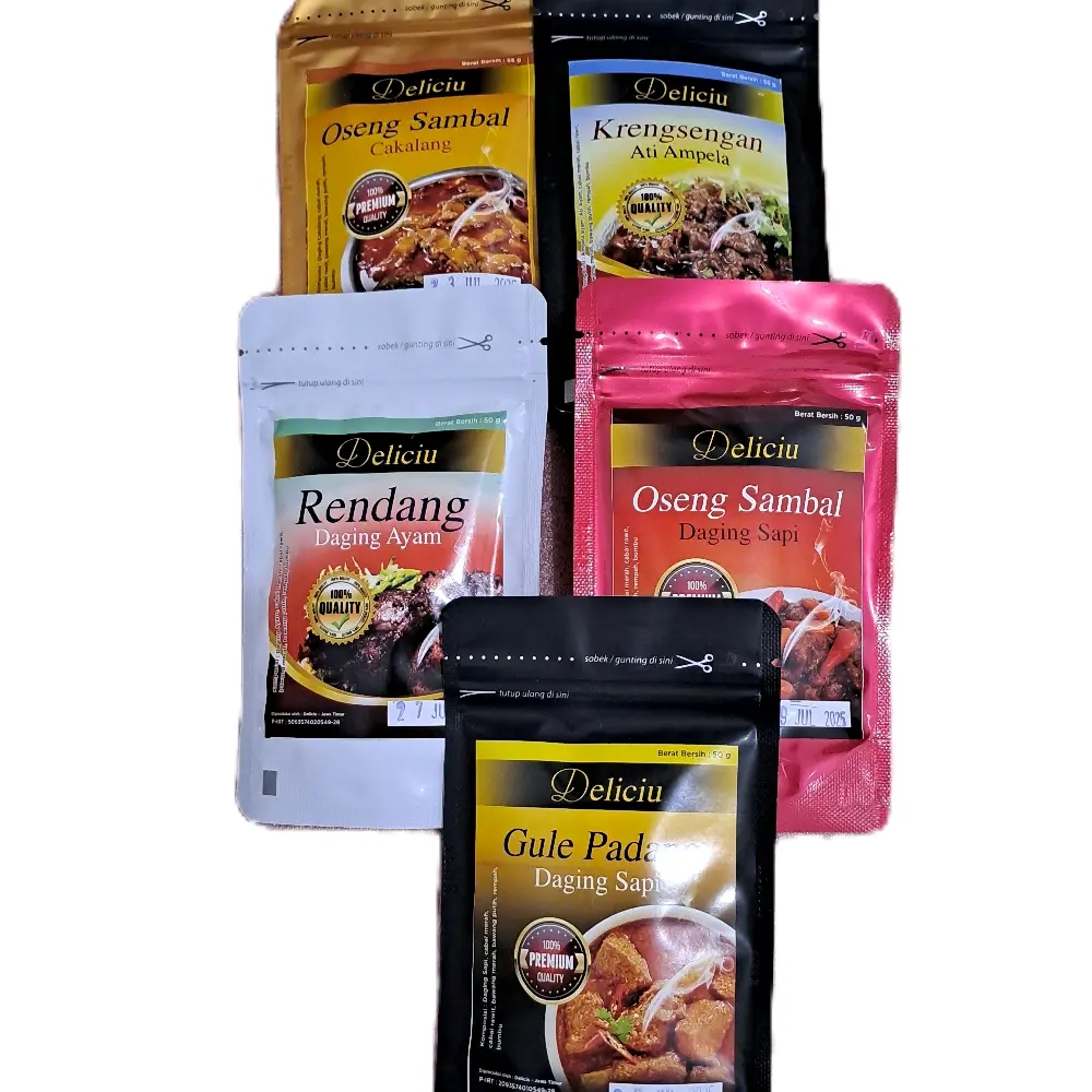 Makanan Instan Tanpa Pengawet Lauk Siap Saji Daging Sapi Daging Ayam Cakalang Prepared Meals Kemasan 50gr Food