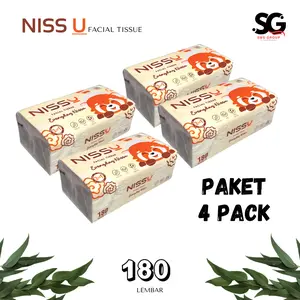 (Paket 4 Pcs) NISSU Tisu Wajah  180 Sheet 2Ply Tissue Wajah Pembersih Muka Praktis & Ekonomis untuk Kulit Bersih dan Lebih Lembut- Paket 6 pcs- 8 Pcs-10 Pcs