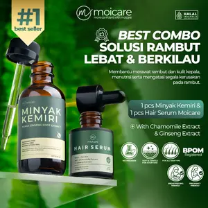 MOICARE 2 PCS PAKET Hair Serum & Minyak Kemiri Penumbuh Pelebat Rambut Hitam