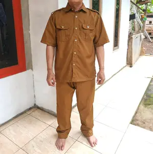 SETELAN PEMDA PEMERINTAH DAERAH LENGAN PENDEK SERAGAM PNS BAHAN SEMI WOLL