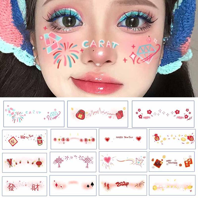 New Year Face Stickers Facial Makeup Imitation Waterproof And Long-lasting 1