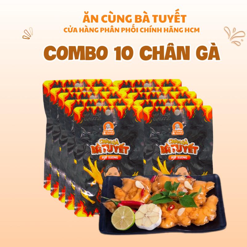 Thiết kế độc đáo Combo 10 chân gà TÊ CAY RÚT XƯƠNG Ăn Cùng Bà Tuyết 26g/gói