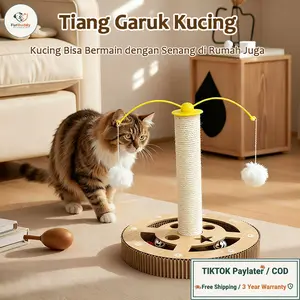 【SA FurBuddy】Mainan kucing, mainan menggoda kucing dengan lintasan berputar, mainan puzzle untuk anjing dan kucing, kotak labirin dengan lonceng dan bola.