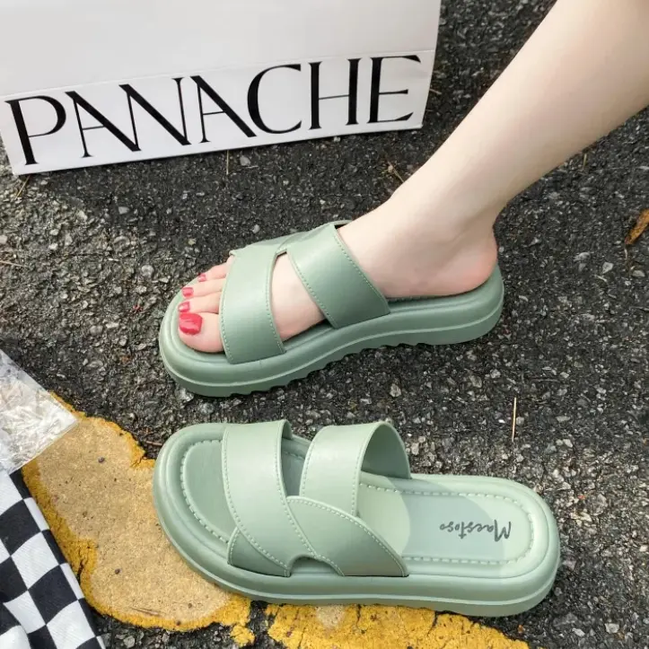 ABA [Standard Size] Summer Heightened Slide Slippers Fashion Casual Sandals for Women Footwear Walking Shoes Makapal Thick Girl Kitchen Comfort