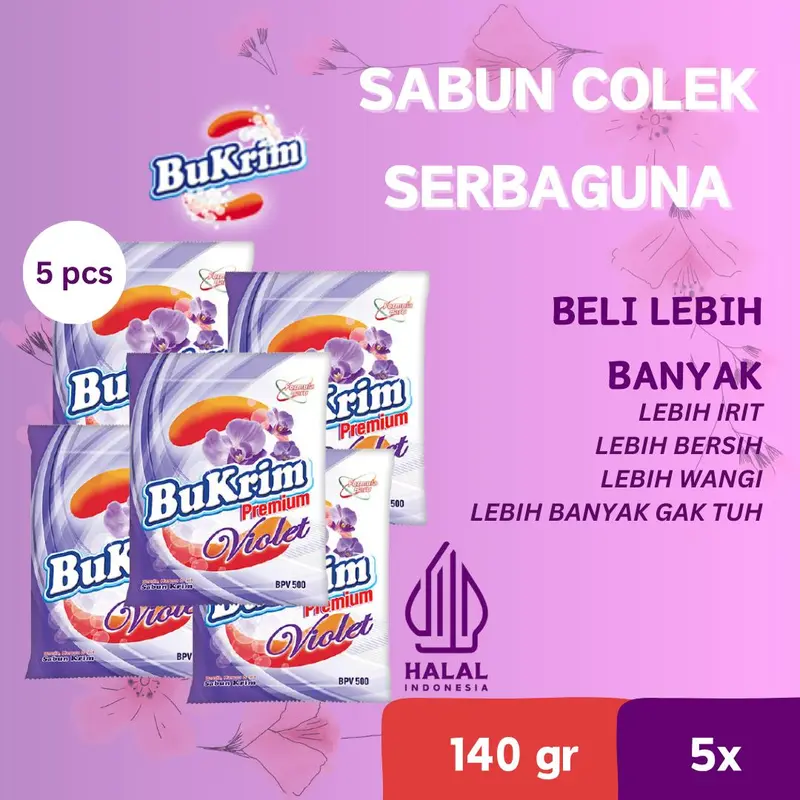5pcs - Sabun Colek BuKrim Premium Violet 140gr 0