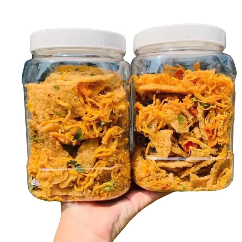   1kg  Combo 2 hũ cơm cháy mix khô gà lá chanh hũ 500gram ăn vặt bảo hân cay  cay 